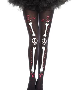 Bone-Print-And-Smiley-Face-Print-Pantyhose