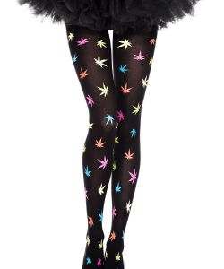 Multicolor-Leaf-Print-Pantyhose