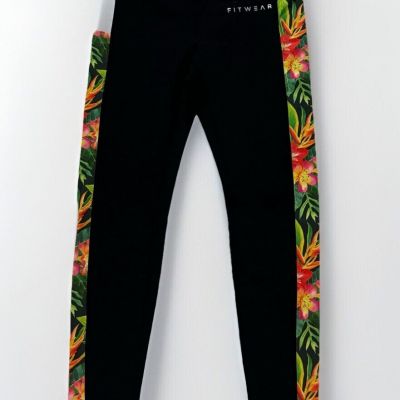 FITWEAR BRAND -SIDE PANEL LEGGINGS-TROPICAL-FLORAL SIZE M+(US 8) UK 12 NWT