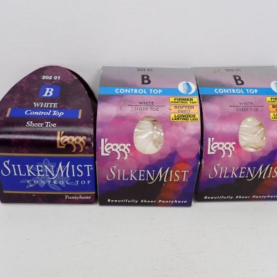 Leggs Pantyhose Silken Mist Control Top Sheer Toe B White Vintage NOS #16
