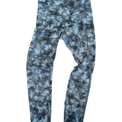 Athleta Gray Tie Dye Salutation stash pocket 7/8 leggings workout  XS