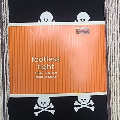 Target Skull And Crossbones Pattern Footless Tights Women's S/M Black White