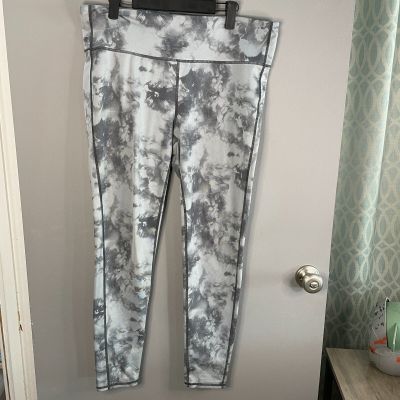 Athleta Womens XL Gray Tie Dye Marbled Workout Yoga Leggings