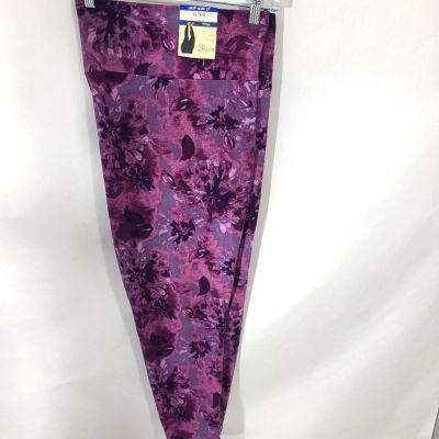 Terra & Sky High Rise Fitted Women's Size 4X Full Length Leggings Purple Gym