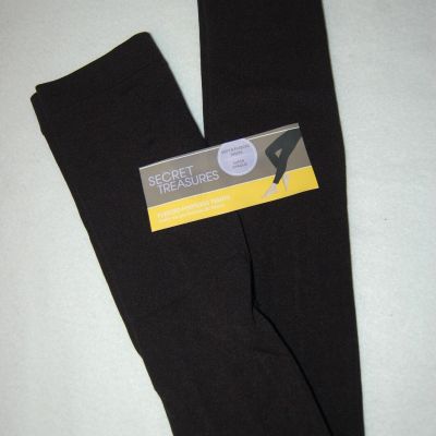 Womens BLACK FOOTLESS TIGHTS Soft Fleeced Inside SECRET TREASURES Size L-XL