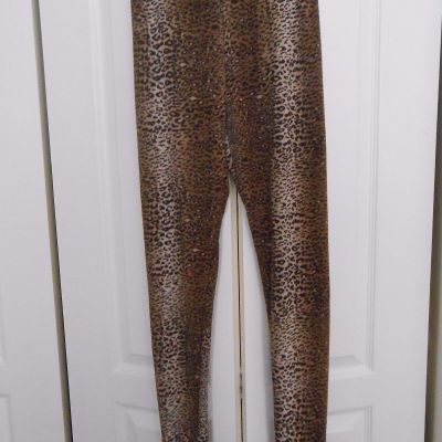ANIMAL PRINT FOOTLESS TIGHTS SMALL BROWN, BEIGE BONE