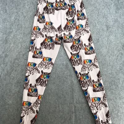 Owl Sunglasses Print Leggings Womens Size Extra Plus Polyester Spandex White