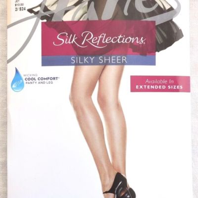 Hanes Q00718 Silk Reflections Control Top Reinforced Toe Size EF Jet