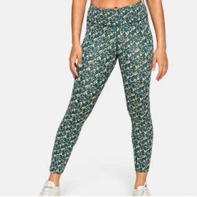 Outdoor Voices Mineral Bloom Floral Leggings Size Medium Blue Crop Ankle