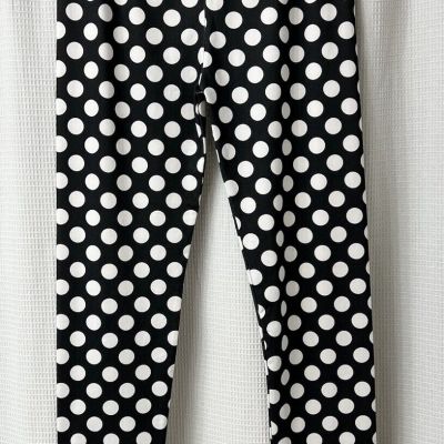 Sposa Fashion Black White Polka Dots Lycra Leggings Sz Small