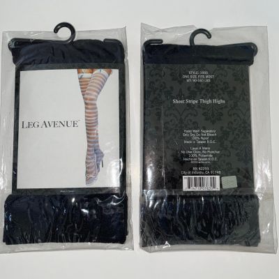 ADULT BLACK SHEER STRIPE THIGH HIGH HOSIERY COSTUME UA1005BK