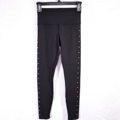 Soul Cycle Leggings Womens XS Black Gold Star Studs on Sides Exercise Pants