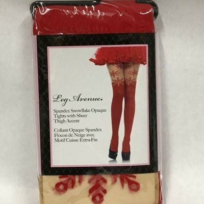Spandex Snowflake Opaque Tights w/ Snow Accent Sheer Top Holiday Cosplay Costume