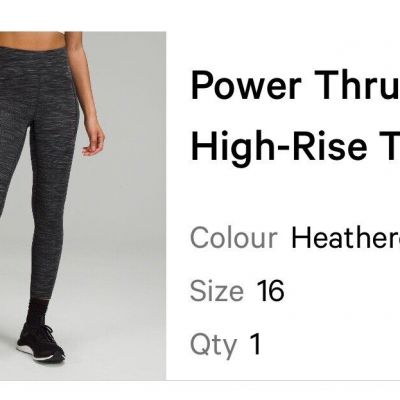 Lululemon Power Thru High-Rise Tights 25” with pockets size 16