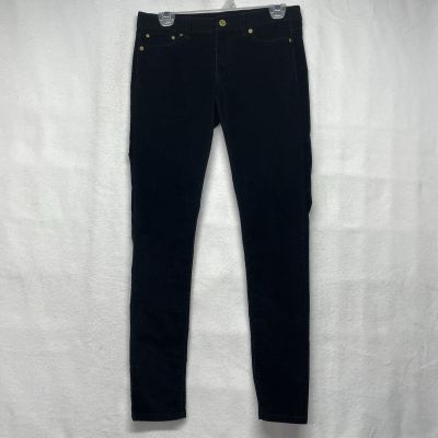 MICHAEL KORS Corduroy Pants Women's 2 Black Skinny Jeans Stretch Gold Hardware