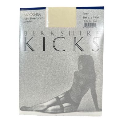 Berkshire Kicks Silky Sheer Lycra Stockings Sandalfoot Ivory Size A-B