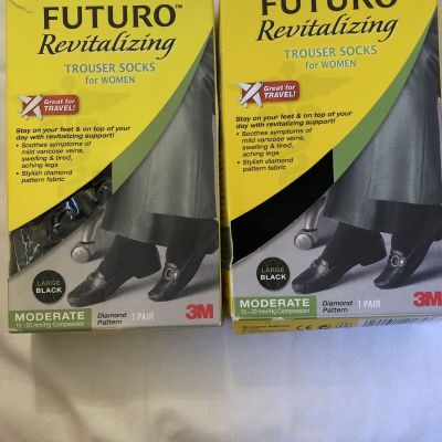 2x Futuro Revitalizing Ultra Sheer Knee Heights For Women Large Black