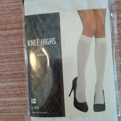Opaque Knee Highs Stockings Hosiery Nylons School Girl Costume White 1502