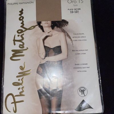 PHILIPPE MATIGNON SEDUCTION GARTER NYLONS 15DEN SILKY MAT 10-10.5/L NUDE