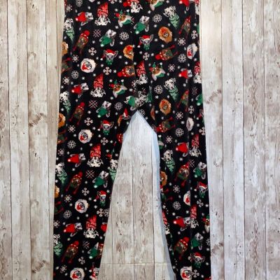 NoBo Black Puppy Dog Santa Claus Christmas Scarf Leggings Pants Size 19 2X