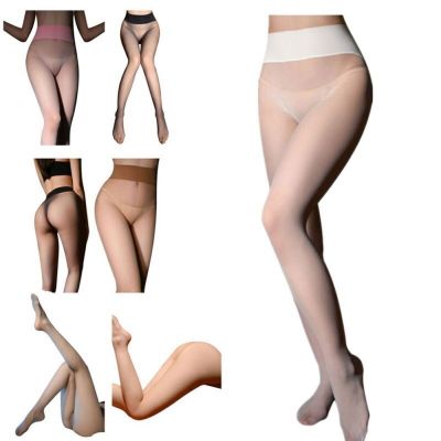 US Women Sheer High Waist Tights Ultra-thin Shiny Sheer Tights Pantyhose Hosiery