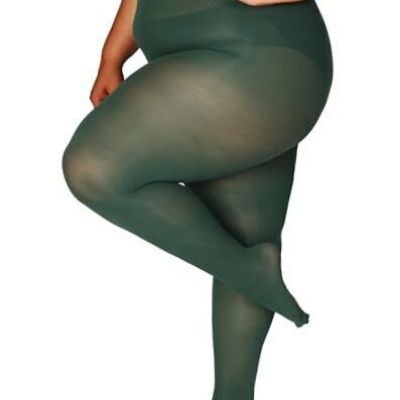 Queen Plus Size Tights Semi Opaque Control 3X-Large-4X-Large 1 Pair - Green