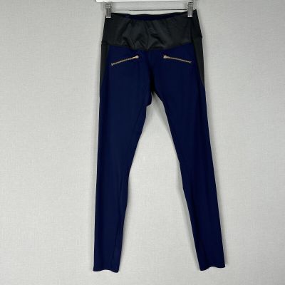 Aday Womens Leggings Extra Small Blue Throw And Roll Wet Look Work Performance