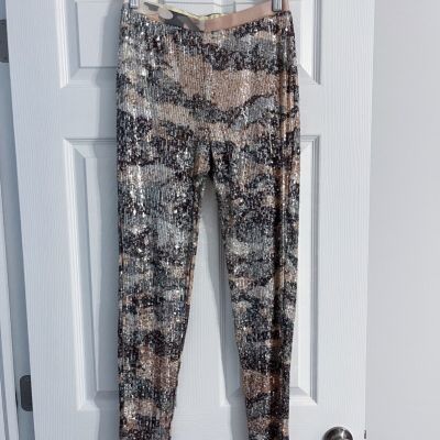 Venus Sequence Camo Leggings Medium Holiday Elegant Shiny Shimmer