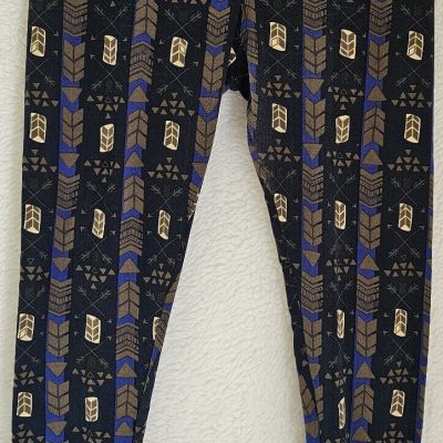 LuLaRoe Womens Legging Pants Size Tall & Curvy Multicolor Arrows Sueded