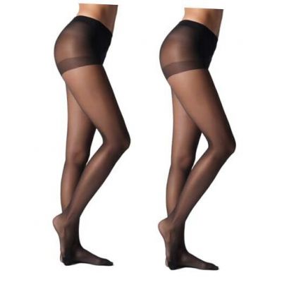 20D Sheer Tights for Women-Soft Stockings with Control Top X-Large Black