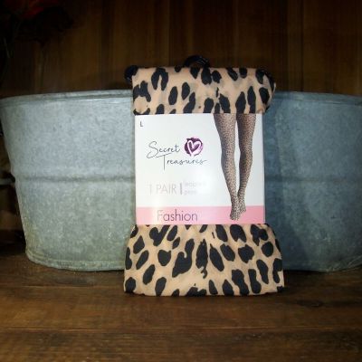 SECRET TREASURES LADIES LEOPARD PRINT TIGHTS SIZE LARGE  CASUAL SEXY FASHIONABLE