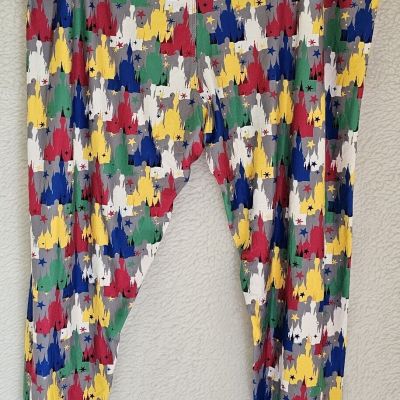 Disney Womens Legging 7/8 Pants Size 2X Multicolor Disney Castle Sueded NEW