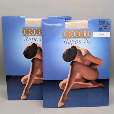 Support Tights 2 Pair Off White Graduated Compression Oroblu Repos 70 Italy XL