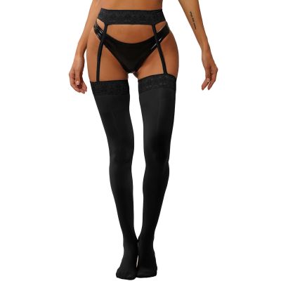 US Women Suspender Tights Glossy Stockings Crotchless Pantyhose Garter-Belt