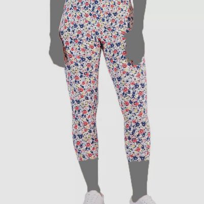 $19 Style & CO Women's White Floral Capri Leggings Pants Petite Size PM