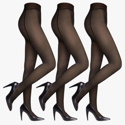 Black Sheer Fleece lined tights
