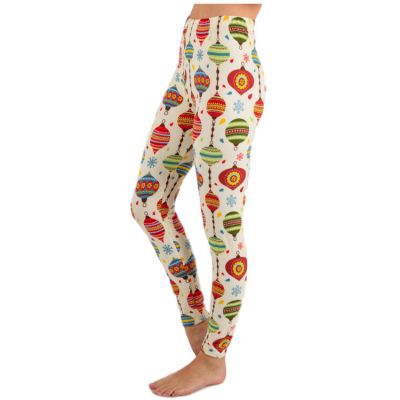 Christmas Print Peach Skin Women's Full Length Patterned Fashion Leggings