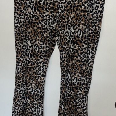 Cheeta Print Leggings Flare Wide Leg Juniors XXL Super Soft Ankle Long