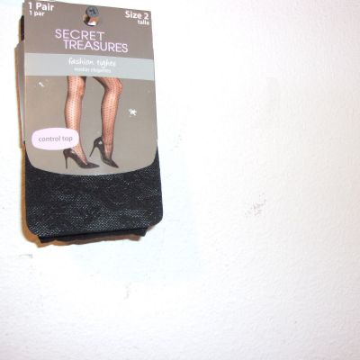 BRAND NEW SECRET TREASURES LADY'S FASHION TIGHTS in BLACK  with FLORAL DESIGN