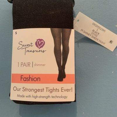 BNWT Secret Treasure Shimmer Black Sexy Size small Black Tights 90lbs-145lbs
