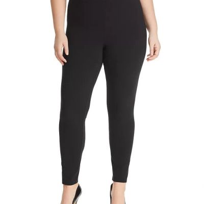 HUE Woman Plus Size 3X Cotton Leggings Black 95perc Cotton Elastic Band NWOT