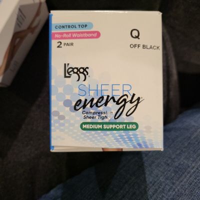 L'eggs Sheer Energy Compression Sheer Tights (2 Pair)  Size Q (175-240 lbs.) NEW