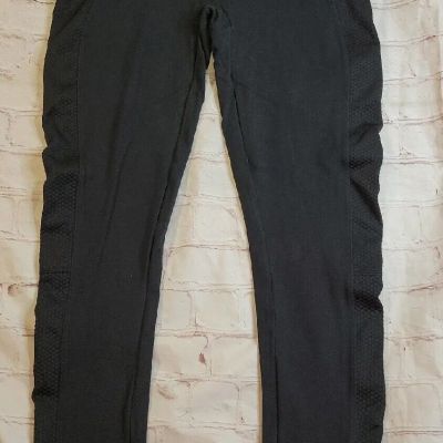 Spanx Textured Leggings Women Size Medium 26x26 Panel Black Workout Yoga #FL3115