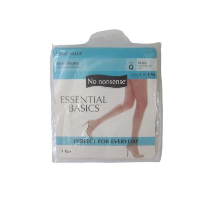 NEW NO NONSENSE Essential Basics BEIGE Knee High Hosiery w/ Reinforced Toe Queen