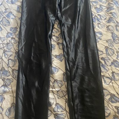 Koral Women's Lustrous Regular Rise Black Shine Liquid Leggings Sz XS Shiny Crop