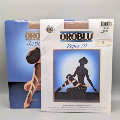 Support Tights 2 Pair Sand Graduated Compression Oroblu Repos 70 Italy XL