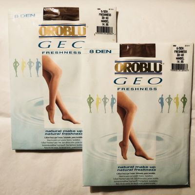 Lot of 2 OROBLU GEO 8 DEN Size 38-40 SMALL Sheer to Waist Sandalfoot Pantyhose