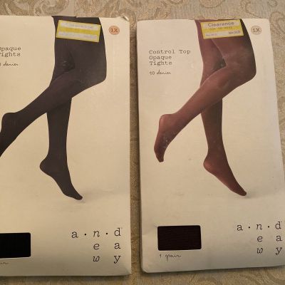 A NEW DAY WOMEN ELEGANT CONTROL TOP SHEER HOSIERY & OPAQUE TIGHTS LOT 2 SIZE 1X