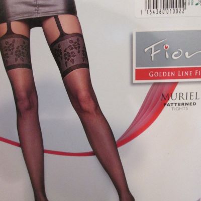 FIORE MURIEL MOCK GARTER STOCKINGS TIGHTS PANTYHOSE 20 DENIER BLACK SIZE 2