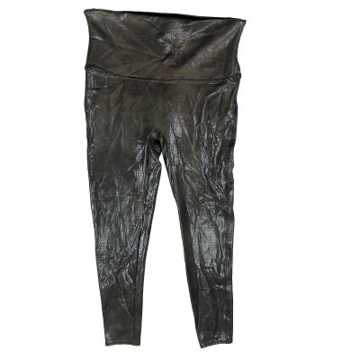 Spanx Faux Leather Shiny Leggings Plus Size 1X Olive Croc Shine Stretch J6